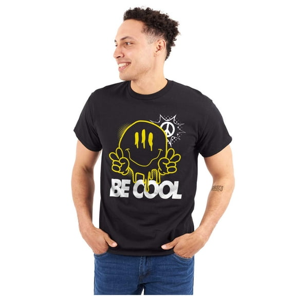 Be Cool Three Eyed Happy Face Smile Men's Graphic T Shirt Tees Brisco Brands S