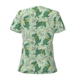 thumbnail image 4 of Naloa Cute Dinosaurs in Space Print T-Shirts Short Sleeve V Neck Tees for Women Fashion Tops Trendy Lightweight Soft Casual Summer Outfits Clothes, 4 of 5