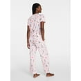 thumbnail image 5 of Joyspun Women's Dreamy Soft Collection Short Sleeve Sleep Top and Open Leg Pants Pajama Set, 2-Piece, Sizes XS-3X, 5 of 6