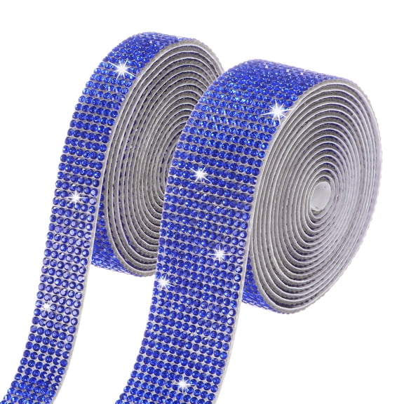 Uxcell 2-Roll Crystal Rhinestone Ribbon,0.5/1.1 Inch x 2 Yards for DIY Necklace[Dark Blue]