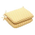 thumbnail image 2 of Pillow Perfect Outdoor Yellow and White Geometric Rounded Seat Cushion (Set of 2), 2 of 2