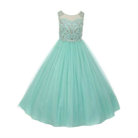 Cinderella Couture - Girls Mint Spakling Hand Beaded Rhinestone Special ...