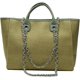 thumbnail image 1 of LHSHID Women Canvas Handbag Large Capacity Chain Tote Bag PU Handle Shoulder Bag, 1 of 6