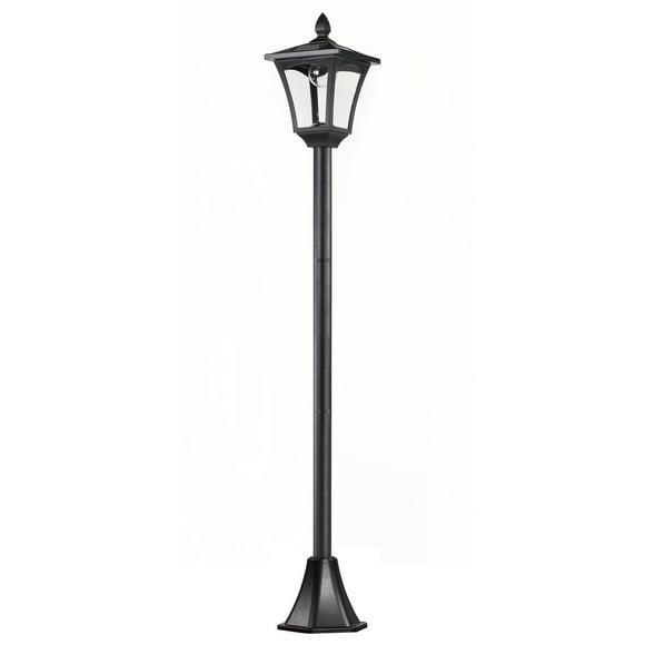 Outsunny Single Solar Lamp Post Garden Solar-Powered LED Streetlight Style Outdoor Light Waterproof 5-6 Hours with Base for Lawn Pathway Walkway 63"H, Black