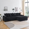thumbnail image 5 of Luxury Black Corduroy Sofa with Space-Saving L-Shaped Design, Adjustable Left/Right Recliner, Storage & Cup Holders for Modern Living Rooms & Bedrooms, 5 of 9
