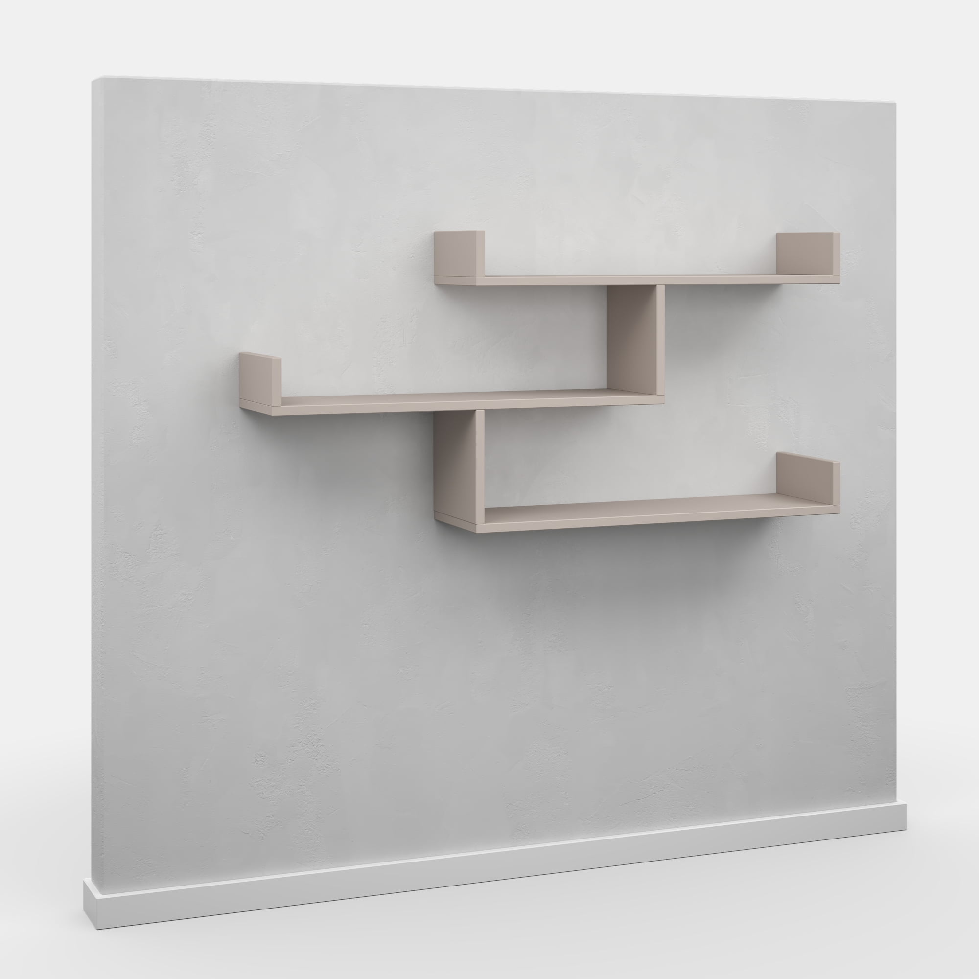 Ada Home Decor Furniture 47" 3 Tier Light Mocha Wilton Modern Wall Shelf