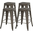 thumbnail image 1 of FDW Metal Stools Bar Stools 24 Inch Counter Height Stackable Barstools Indoor Outdoor Patio Furniture Dining Backless Kitchen Bar Set of 4, Bronze, 1 of 7