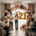 thumbnail image 3 of Gold Number 21 Mylar Foil Balloon 32 inch - Helium or Air Filled Metallic Balloons for 21st Birthday Hbd Party, Anniversary, Graduation Decoration, 3 of 8