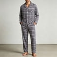 thumbnail image 3 of HOOMEUMY Men's Cotton Pajamas Set Classic Turtleneck Cardigan Long Sleeve Soft Comfortable Home Wear, 3 of 6