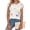 White, variant on ASDFVBKG Womens Blouses Soft Cap Sleeve Crewneck T Shirts Dressy Vintage Floral Prints Color Vacation Loose Outfits Clothes Blue M