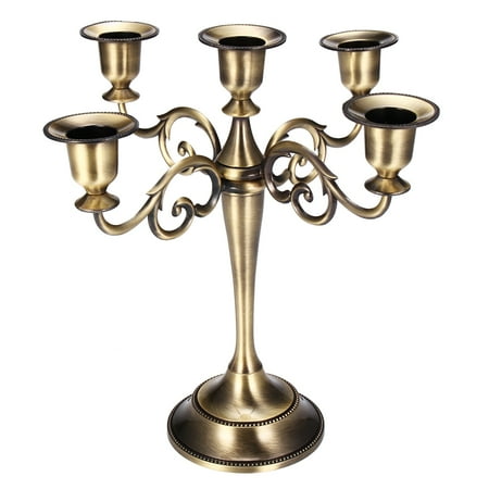 - Moaere Distressed Metal Candle Holders 3/5 Arms European Style Candelabra Vintage Candlesticks Traditional Table Decor