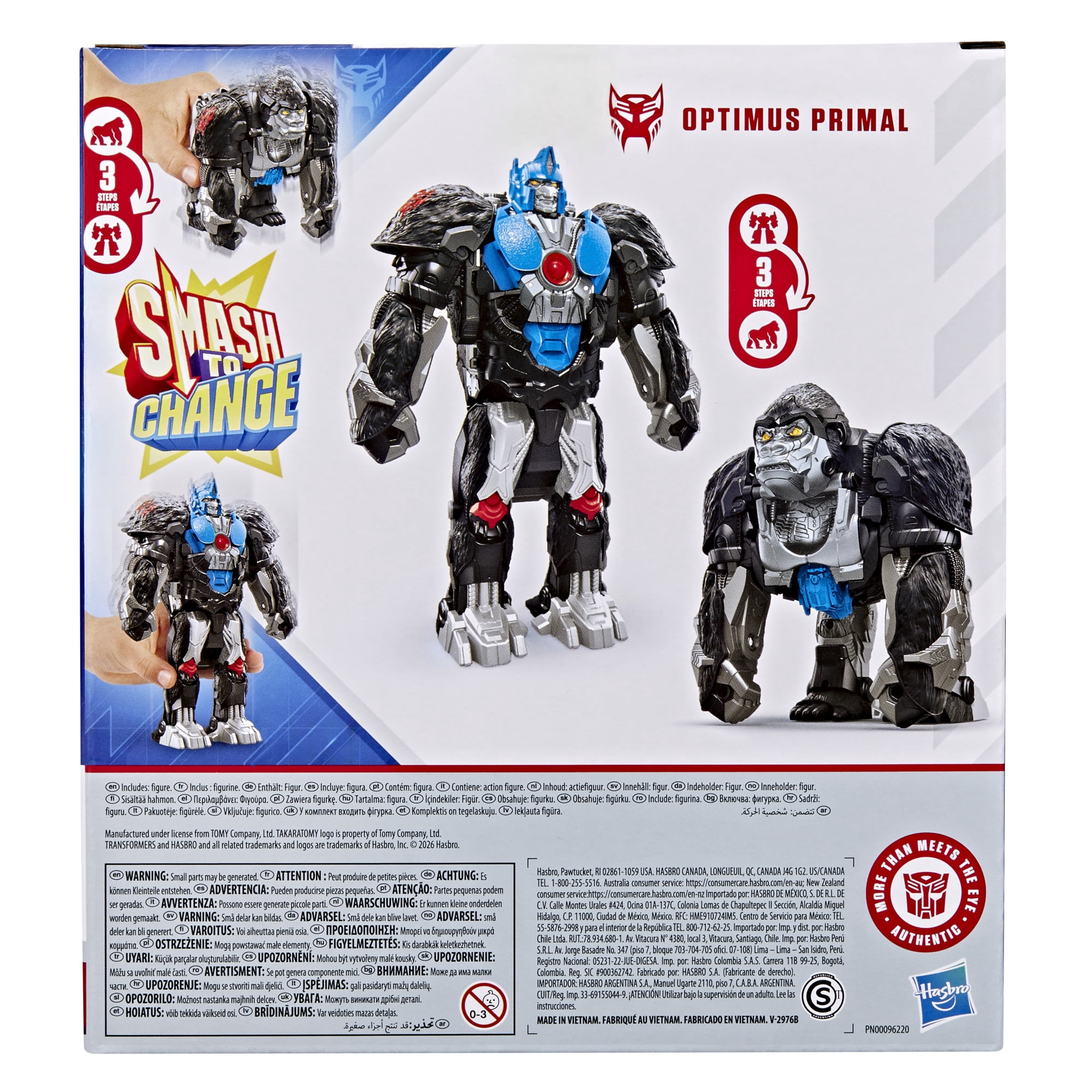 Transformers Toys Smash Changers Optimus Primal Action Figure, 6+