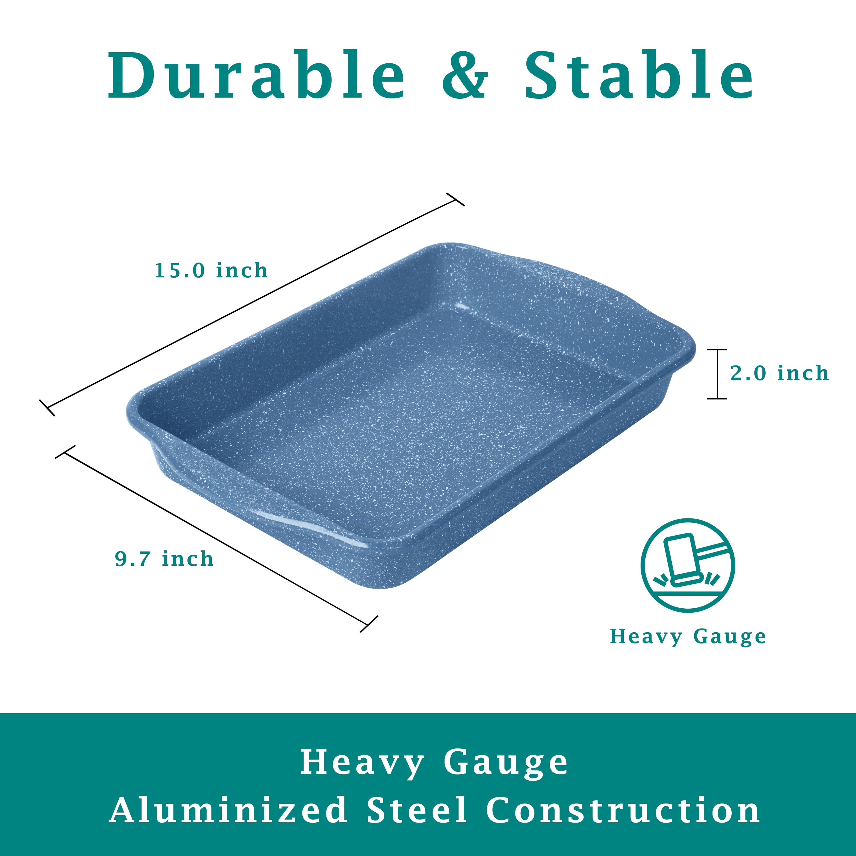 The Pioneer Woman 9" x 13" Aluminized Steel Nonstick Cake Pan, Blue Speckle