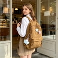 thumbnail image 5 of SGMVNU Backpack for School with Pendant Floral Print Middler High School Campus Backpacks Students Large Capacity Schoolbag, Khaki, 5 of 5