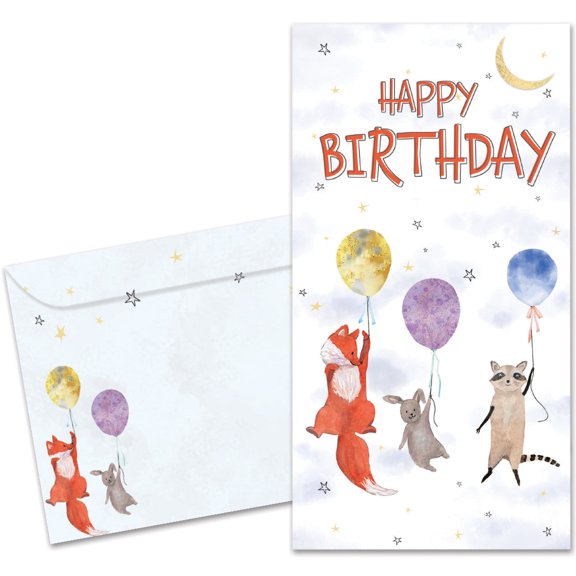 Tree-Free Greetings Birthday Money Holder Greeting Card 2 Pack, 3.7 x 7, Balloon Animals (ZT70340)