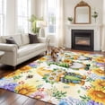 thumbnail image 2 of Yellow Sunflowers Area Rugs 5'x8', Washable Small Throw Rugs for Classroom Bedroom, Spring Gnomes Hydrangea Daisy Plants Indoor Outdoor Rug Non-Slip Low Pile Carpet Runner Reversible Floor Mats, 2 of 8