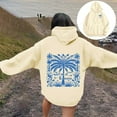thumbnail image 2 of PUYAHG Womens Leisure Hoodies Top Floral Print Long Sleeve Hooded with Pockets Loose Fit Blouses for Ladies Beige,L, 2 of 7