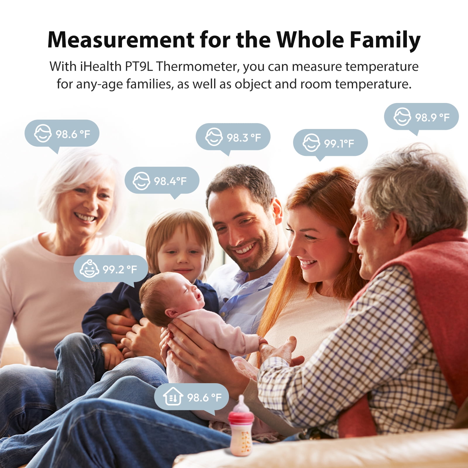 iHealth PT9S No-Touch Forehead Thermometer, Digital Infrared Thermometer for Adults, Kids & Babies, Fast Temperature Reading
