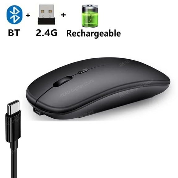 Wireless Mouse Bluetooth-Compatible Gaming Mouse (Dual Mode:BT 2.4Ghz) Ergonomic Rechargeable Mice for PC/Laptop/Macbook 