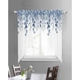 thumbnail image 3 of Blue Teal Botanical Swag Valances for Windows, Eucalyptus Leaves Pastoral Floral Rod Pocket Sheer Valances for Large Windows, Swag Toppers Light Filtering for Kitchen Living Room 2 Panels 36''x63'', 3 of 6