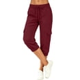 thumbnail image 4 of JYnXIANTI Pantalon Capri pour Femmes à Cordon, Taille Mi-Haute, Bas Resserré, Capris Cargo, Plein Air, Randonnée, Sport, Voyage, Pantalon, 4 of 7