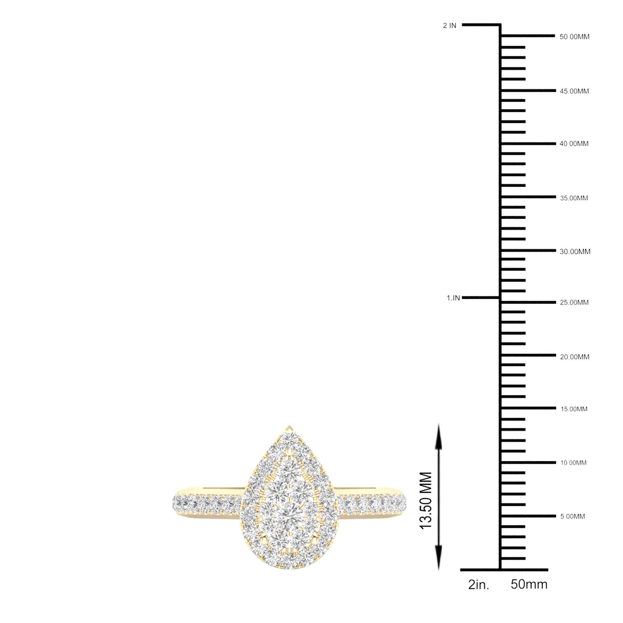 3/4 Carat T.W. Diamond 10kt Yellow Gold Pear-Shape Composite Engagement Ring