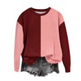 thumbnail image 3 of ShomPort Women's Color Block Crew Neck Sweatshirt Fall Striped Long Sleeve Drop Shoulder Sweatshirt Pullover Tops, 3 of 3