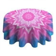 thumbnail image 4 of Pink Tie Dye Lotus Pattern Round Tablecloth 60"x60",Wrinkle Wipeable Table Cloth for Kitchen Dining Room Picnic Patio Party, 4 of 6