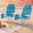 thumbnail image 6 of TLSUNNY 2 Pack Lightweight Portable Camping Beach Chairs for Adults, Outdoor Lay Flat Folding Lounger, Backpack Beach Chair W/ 5 Positions, Towel Bar, Cooler Pouch, Cup Holder, 6 of 11