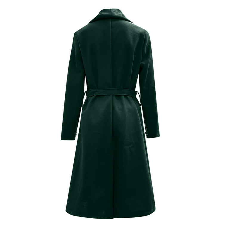 LBECLEY Women Coat Coat Womens Double V Neck Coat Winter Mid Length Belted  Woolen Loose Coat Cape Coat Women Winter Coats for Women Green M