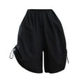 thumbnail image 4 of GZWYHT Capri Pants,Summer Pants,Plus Size Women's Pants Summer Loose Wide Leg Pants Elastic Waist Ladies Culottes Capri Pants Chiffon Pants,High Waisted Pants,Pants for Women,Palazzo Pants,Black,3XL, 4 of 6
