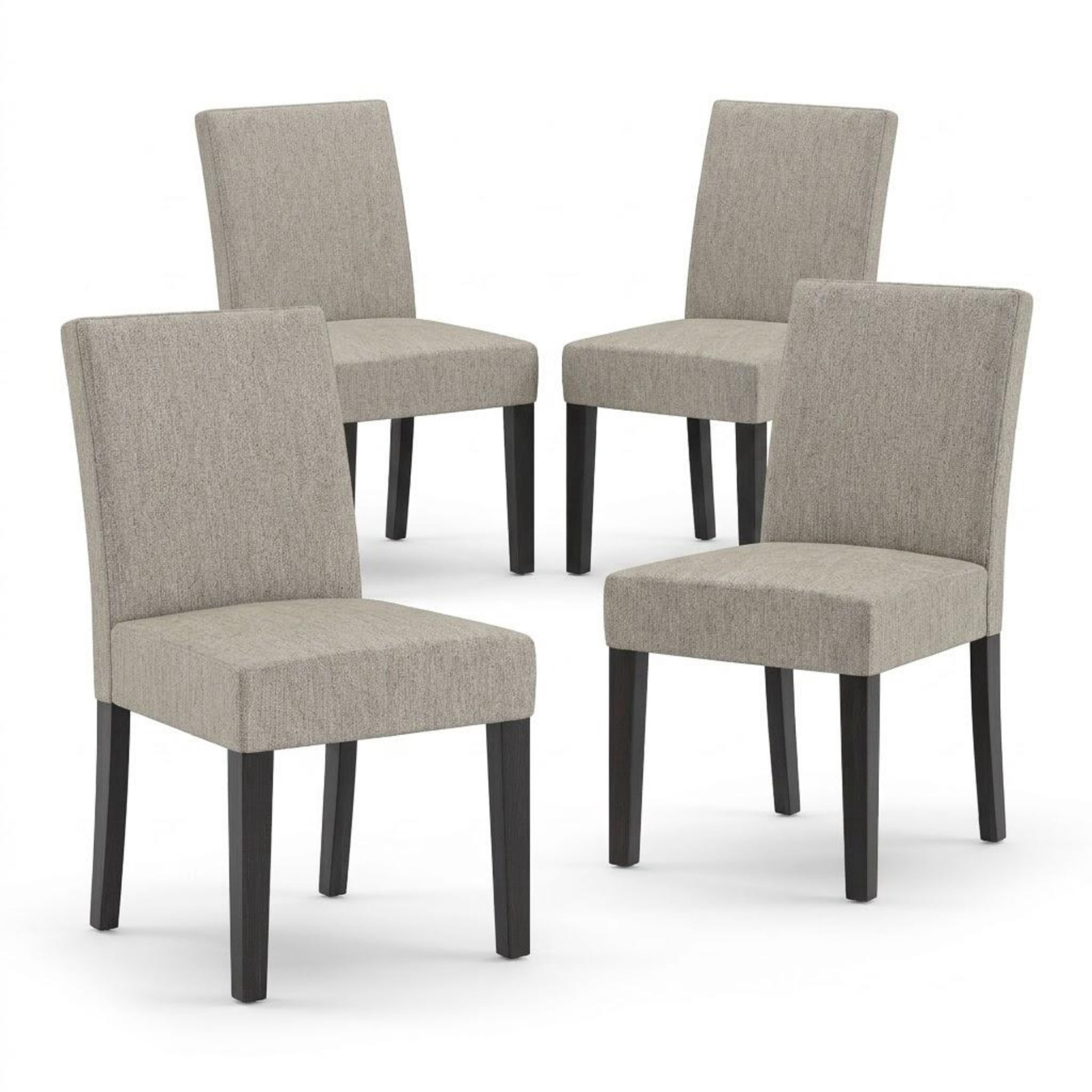 Christopher Knight Home Set of 4 Upholstered Dining Chairs with Solid Wood Legs, Black + Light Gray