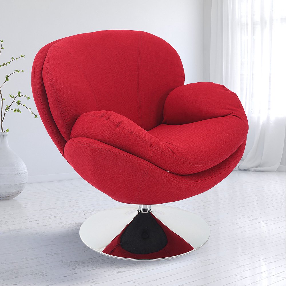 Comfort Chair by Mac Motion Scoop Leisure Accent Chair in Red Fabric