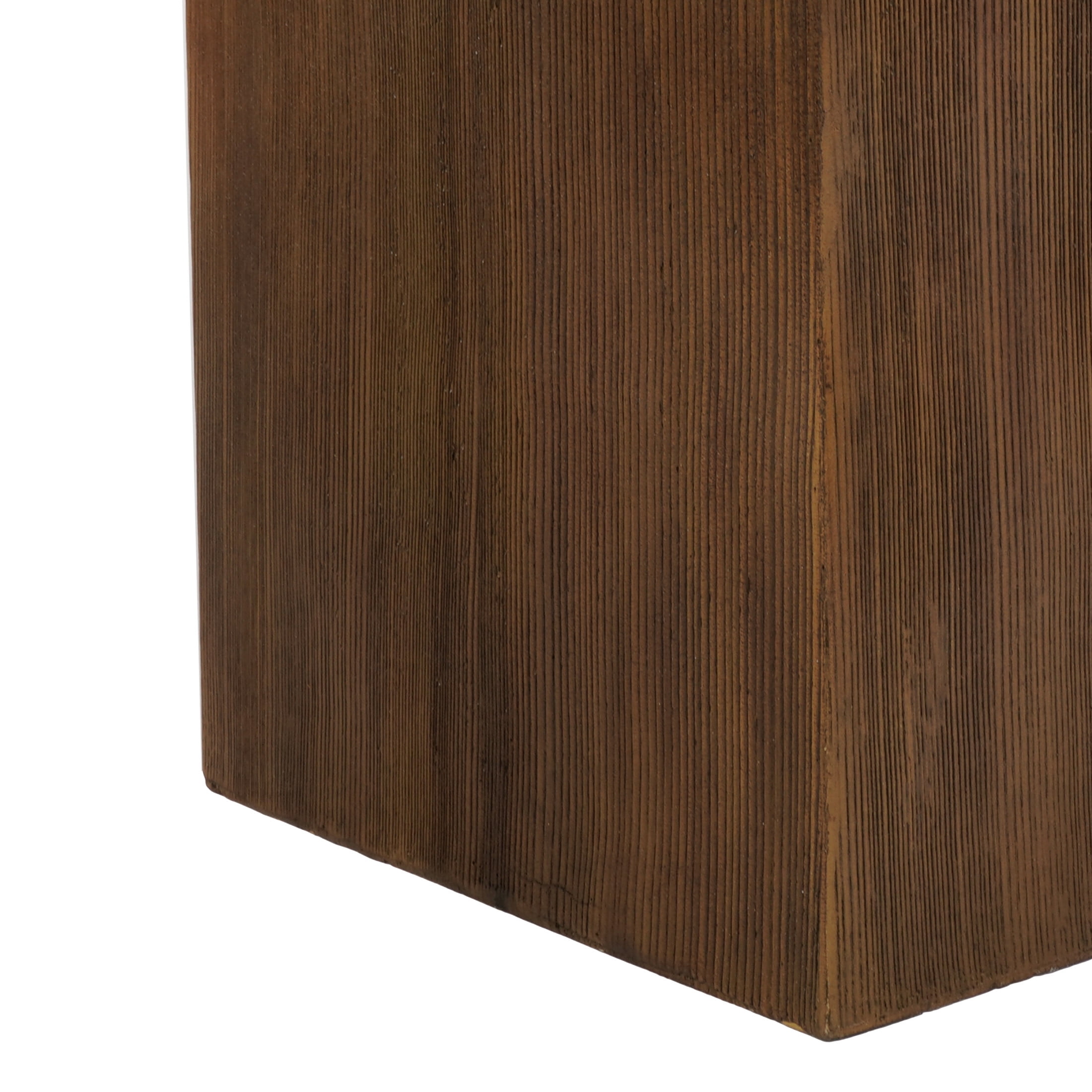 Ashmore Outdoor Patio Square Side Table, MGO, Antique White + Natural Wood Finish