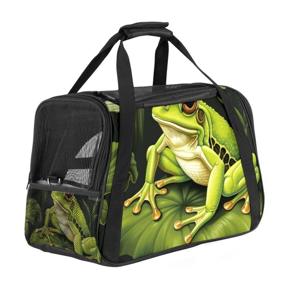 Frog Premium Fabric Pet Carrier Bag - Durable 900D Oxford Cloth & Sherpa Base - Comfy 17x10x11.8 in - Ideal for Travel & Outdoors – Spacious & Stylish – Suitable for Small Pets