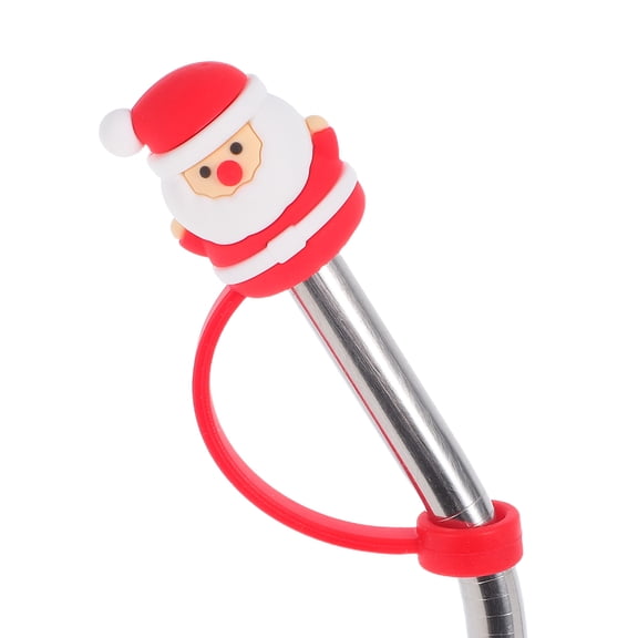 TABLZONE 6-Pack Silicone Christmas Straw Toppers Cute Holiday Drink Accessories Universal Fit for Tumblers and Cups