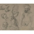 thumbnail image 2 of Jean Jouvenet 14x12 Black Ornate Wood Framed Double Matted Museum Art Print Titled: Study for Miraculous Draught of Fishes, 2 of 5