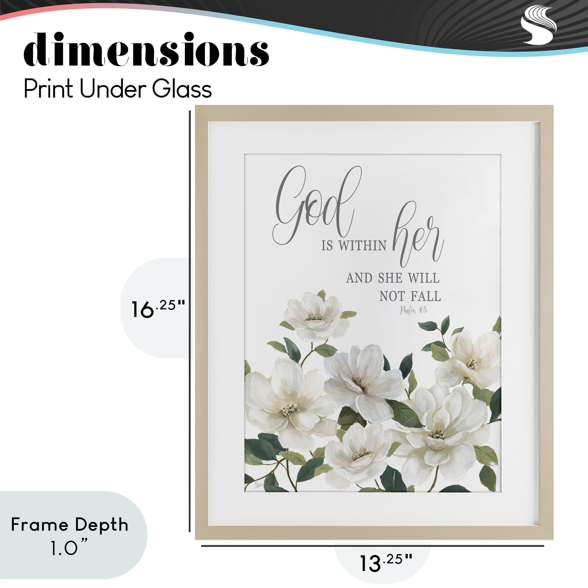 Stupell Industries God Is Within Her Birch Framed Print Under Glass, design by Nan