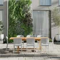 Amazonia Messien 9- Piece Teak Wood Outdoor Dining Set White