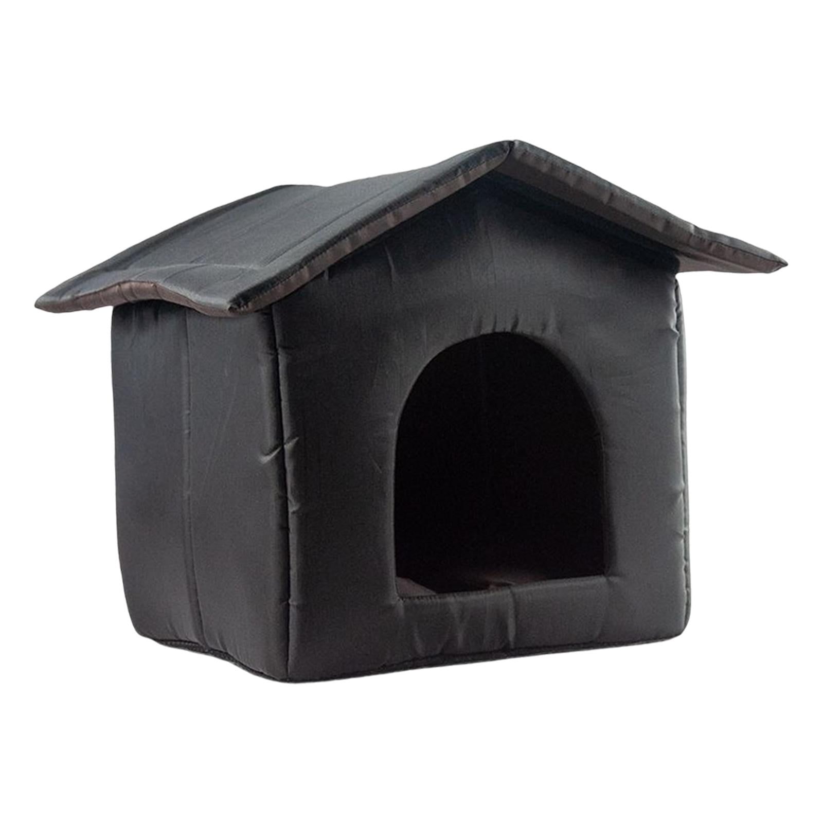 Cat Houses for Outdoor Cats, Kitty Shelter Foldable Feral Pet Kennel Cave House Stray Cats Shelter Small Cat Dog Tent Cabin , Black