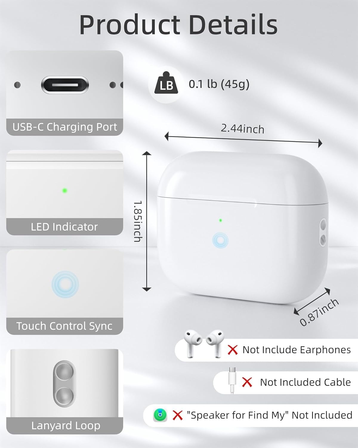 Replacement Wireless Charging Case for AirPods Pro 3 (A3063, A3064, A3065), AirPod Pro 3rd Gen Charger Box, Wireless and USB-C Charging (No Earbuds)