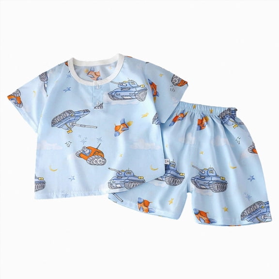 KPOPLK Summer Pajamas for Unisex Kids - Baby Boys Girls Clothes Toddler Stripe Pull-On Short Sleeve Sleepwear Pjs Set Size 12-18 Months