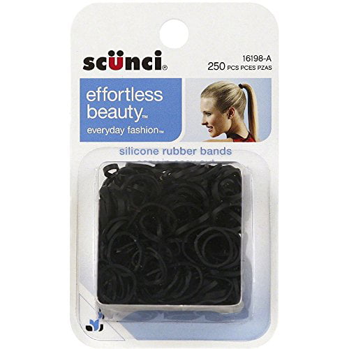 Scunci 1619803a048 Black Hair Rubber Bands 250 Count - Walmart.com