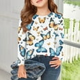thumbnail image 6 of Abcomgle Long Sleeve T Shirts for Girls 10-12 Crewneck Winter Shirts for Kids Girls Casual Basic Top for Girls Trendy Butterfly Graphic Girls Blouses 3-4 Years,Blue, 6 of 6