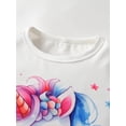 thumbnail image 2 of Toddler Girl Clothes Ruffle Unicorn Short Sleeve Tops and Shorts Cartoon Pattern Outfits Set White 2-3 Years, 2 of 7