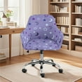 thumbnail image 2 of ZIATUBLES Star Moon Print Stretchable Curved Back Dining Chair Covers with Armrests Removable Swivel Office Armchair Chair Protector Slipcovers for Vanity Living Room Kitchen, 2 of 7