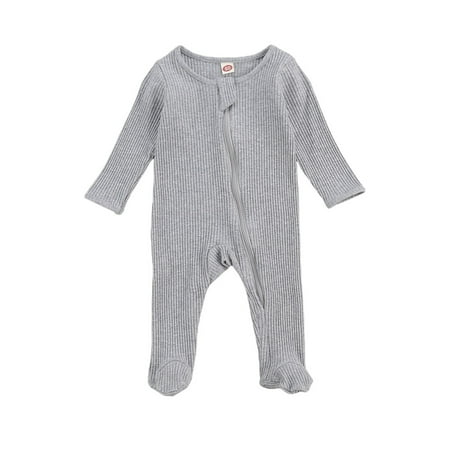 

Kiapeise Children´s Romper Striped Cotton Crew Neck Long Sleeve Newborn Zipper Foot Wrap Baby Jumpsuit