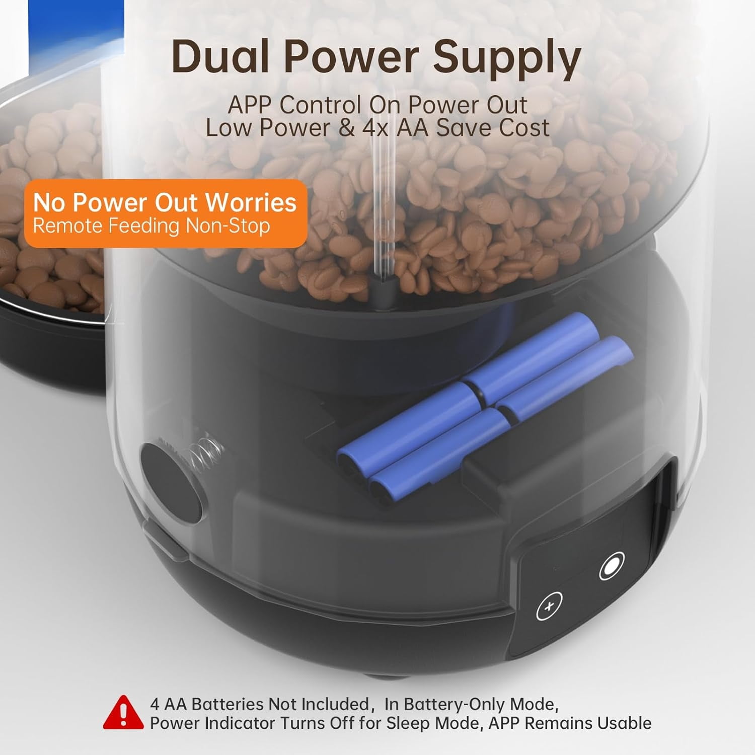 Automatic Cat & Small Dog Feeder – 3L WiFi App-Controlled Food Dispenser, Dual Power Backup, Slow Feed Mode, Detachable for Easy Cleaning, Black