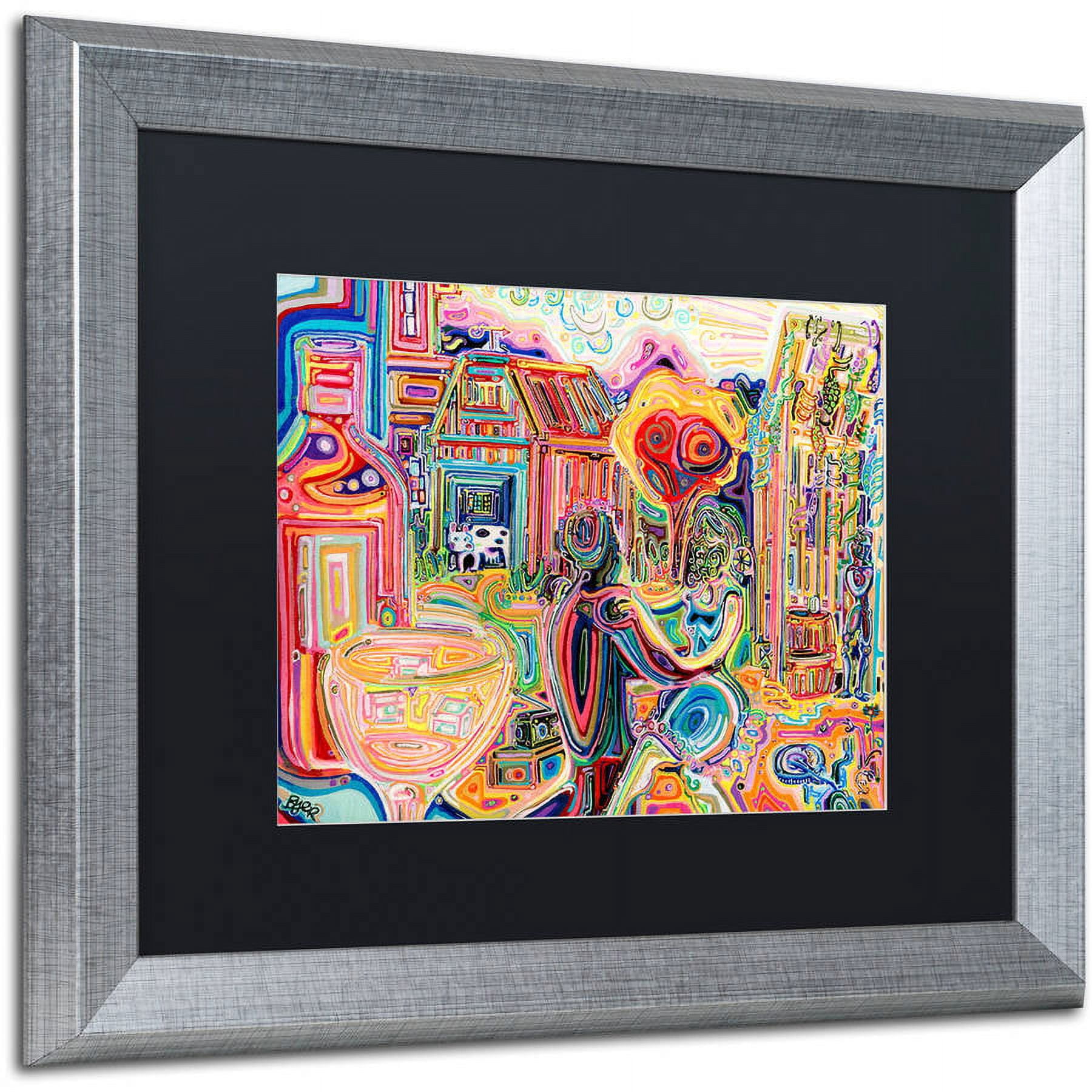 Trademark Fine Art "The Cow Sees Everything" Canvas Art by Josh Byer, Black Matte, Silver Frame