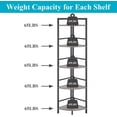 thumbnail image 4 of Tall Rustic Corner Shelf Stand, 5 Tier Wood and Metal Corner Bookshelf, Farmhouse Standing Corner Shelving Bookcase for Living Room, Kitchen, Small Space (Dark Grey Oak), 4 of 6